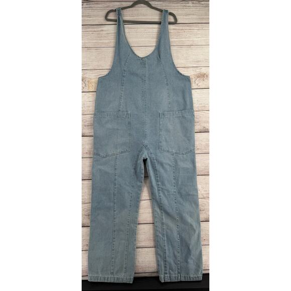 Talulah Overalls Womens 2X Blue Denim Jumpsuit Wide Leg Pockets 100% Cotton - Picture 1 of 11